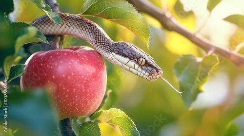 snake tempter red apple concept Generative AI