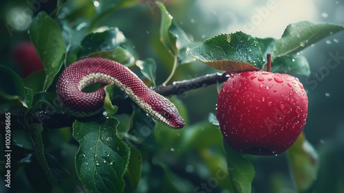 snake tempter red apple concept Generative AI