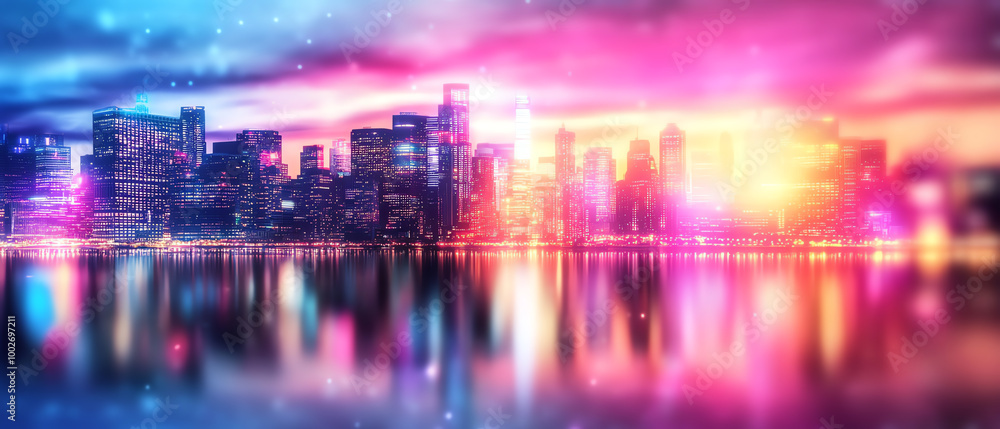 Showcase a vibrant city skyline at dusk Showcase a vibrant city skyline at dusk