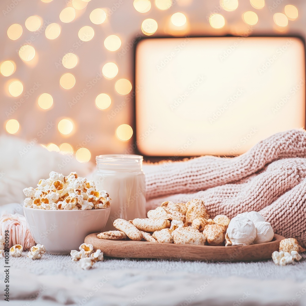Cozy Home Snack Scene with Warm Diwali Lights