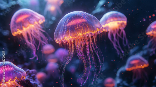 Jellyfish colorful nature deepsea 