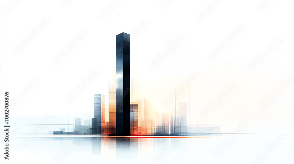 Illustrate a side view modern skyscraper with a sleek, minimalist design Illustrate a side view modern skyscraper with a sleek, minimalist design