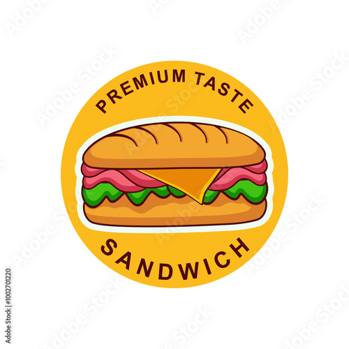 Delicious sandwich logo vector illustration template in circle