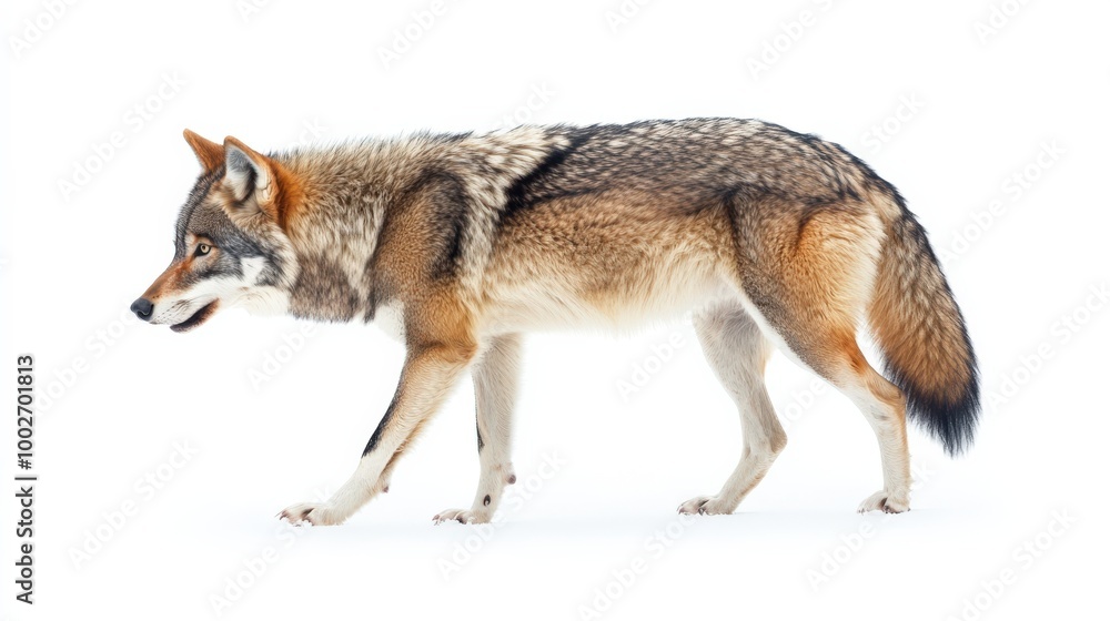 Naklejka premium Wolf Isolated: Majestic Wild Animal in White Background