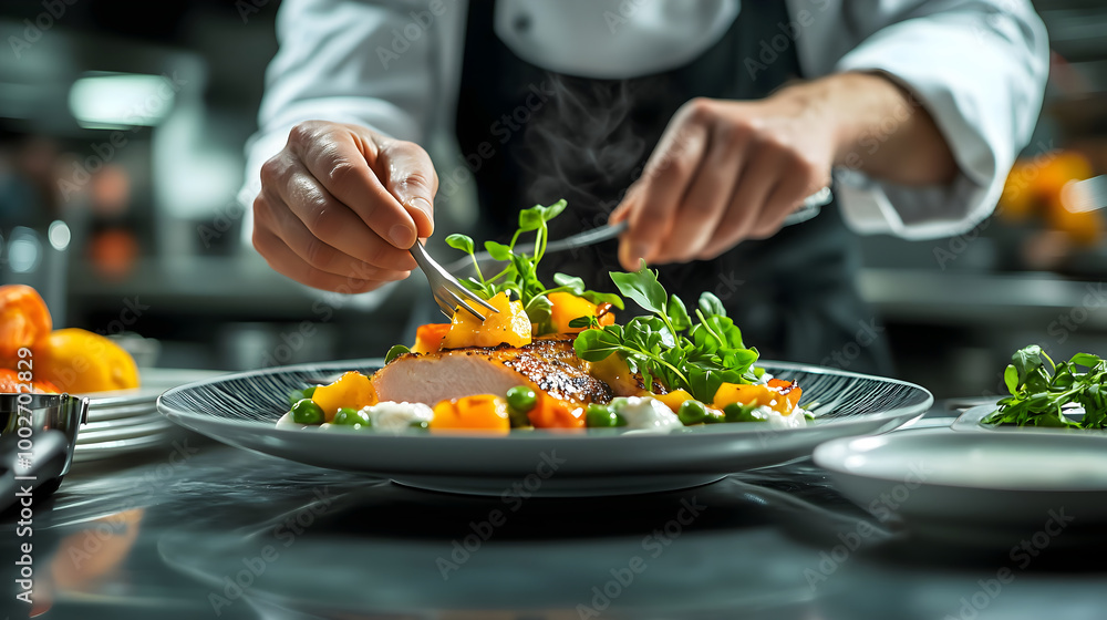 Chef Preparing Gourmet Dish Fresh Ingredients Culinary Artistry Plating Skills Flavor Presentation Cooking Techniques Chef Preparing Gourmet Dish Fresh Ingredients Culinary Artistry Plating Skills Flavor Presentation Cooking Techniques