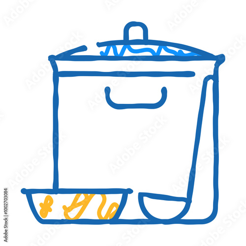 soup pan canteen kitchen utensil doodle icon sketch vector. soup pan canteen kitchen utensil sign. isolated symbol illustration