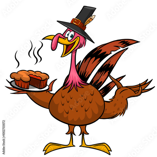 turkey; thanksgiving; cartoon; funny; poultry; vector; bird; happy; character; isolated; cute; day; farm; illustration; mascot; wing; holiday; waving; fowl; contour; icon; pilgrim; party; comic; celeb