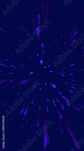 High-speed journey through a dark blue starry sky, with white light streaks racing past, creating an effect of traveling through space at warp speed