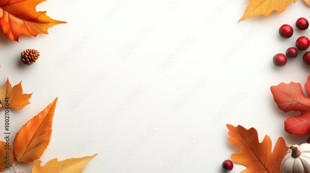 A simple yet festive Thanksgiving border with fall leaves and cranberries accenting the corners and edges. A simple yet festive Thanksgiving border with fall leaves and cranberries accenting the corners and edges.