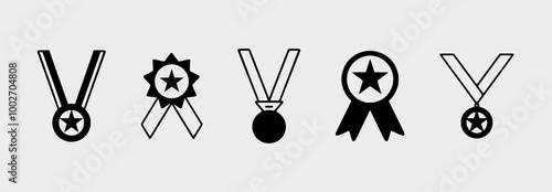 Complete Medal Icon Collection for Competitions, Rewards, and Education – Perfect for Champion, Trophy, and Achievement Designs