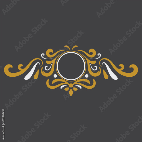 Golden Vintage Ornament. Golden Circle Ornament. Golden Border ornament. Circle Frame ornament Suitable for wedding invitation card.