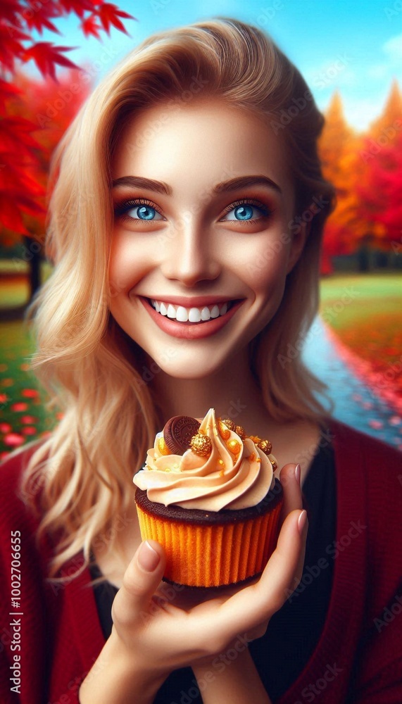 Junge Frau mit Kuchen Junge Frau mit Kuchen