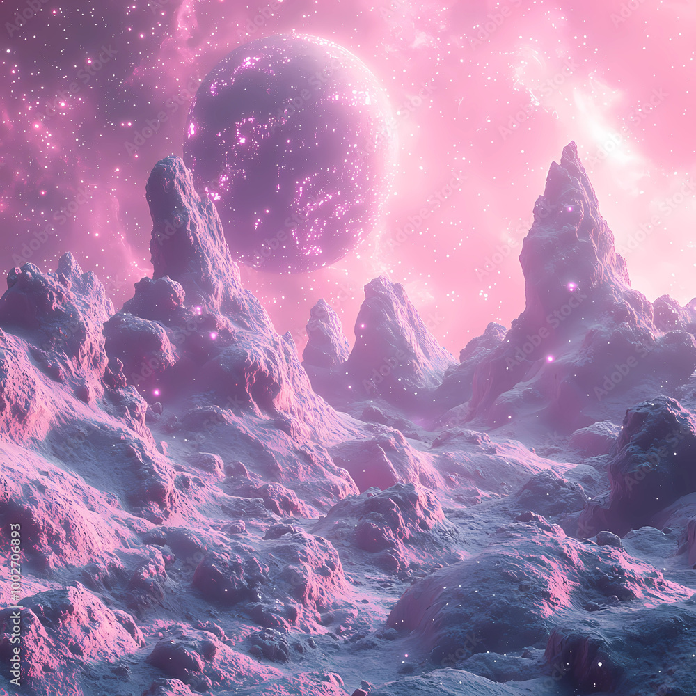 spacescape art: Asteroid Field in a Synthwave Style: A Spacescape Art Piece spacescape art: Asteroid Field in a Synthwave Style: A Spacescape Art Piece