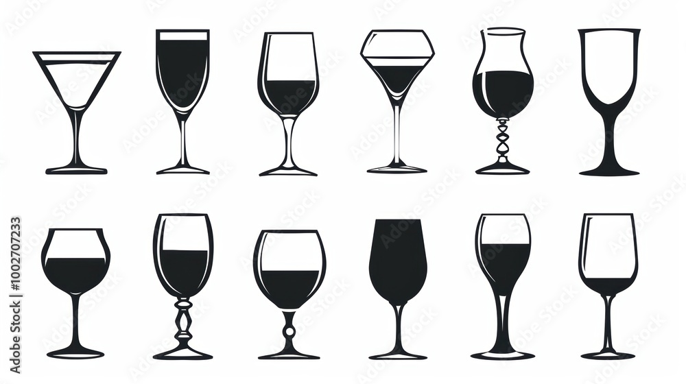 Vector illustration collection of wine glass Vector illustration collection of wine glass