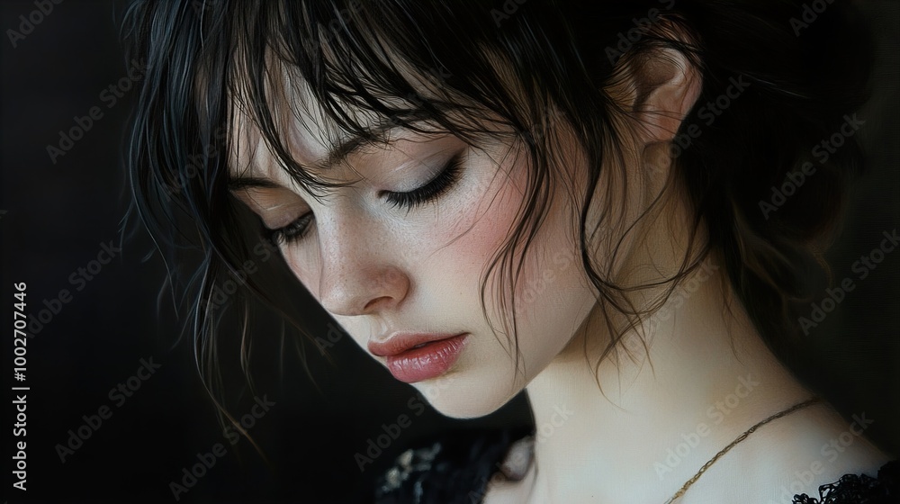 Close-Up Portrait of a Woman with Wet Hair Close-Up Portrait of a Woman with Wet Hair