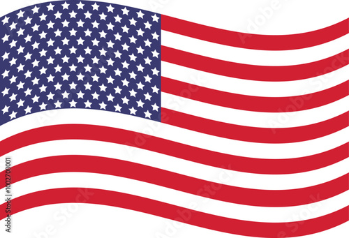 American USA Flag clip art design on plain white transparent isolated background for card, shirt, hoodie, sweatshirt, apparel, card, tag, mug, icon, poster or badge