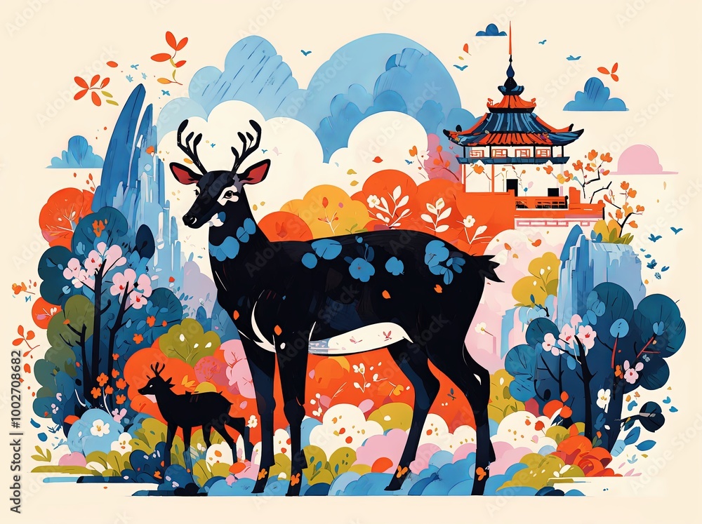christmas card with deer christmas card with deer