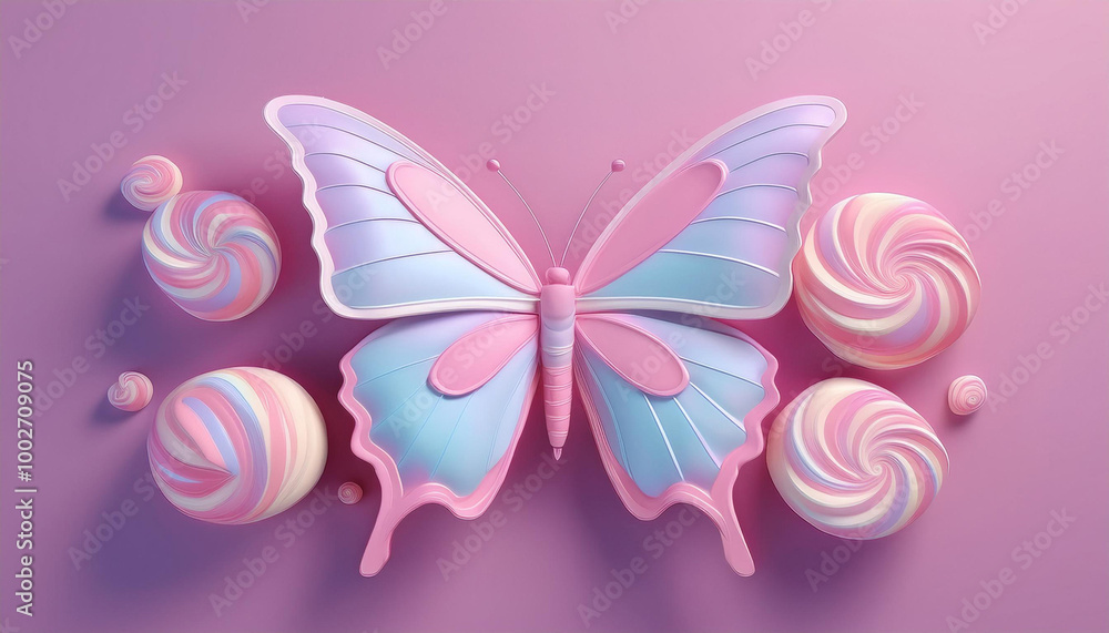 Marshmallow sweets pink candy butterfly Marshmallow sweets pink candy butterfly