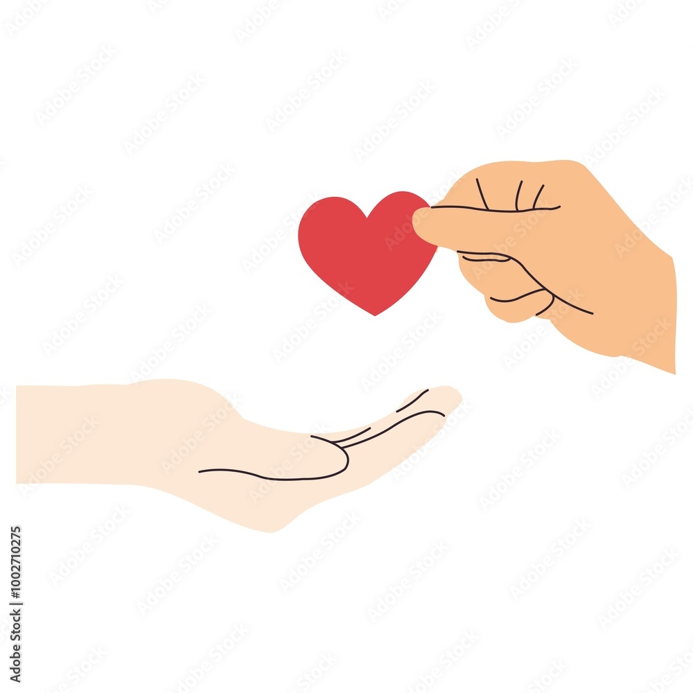 Charity Day Illustration. Two hands form a heart shape symbolizing love, unity, and affection, conveying a powerful message of care and connection.Hand with woman and heart shape. Concept of support a Charity Day Illustration. Two hands form a heart shape symbolizing love, unity, and affection, conveying a powerful message of care and connection.Hand with woman and heart shape. Concept of support a
