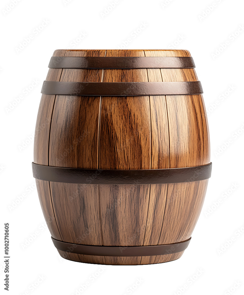 wooden barrel with metal bands isolated on transparent background wooden barrel with metal bands isolated on transparent background