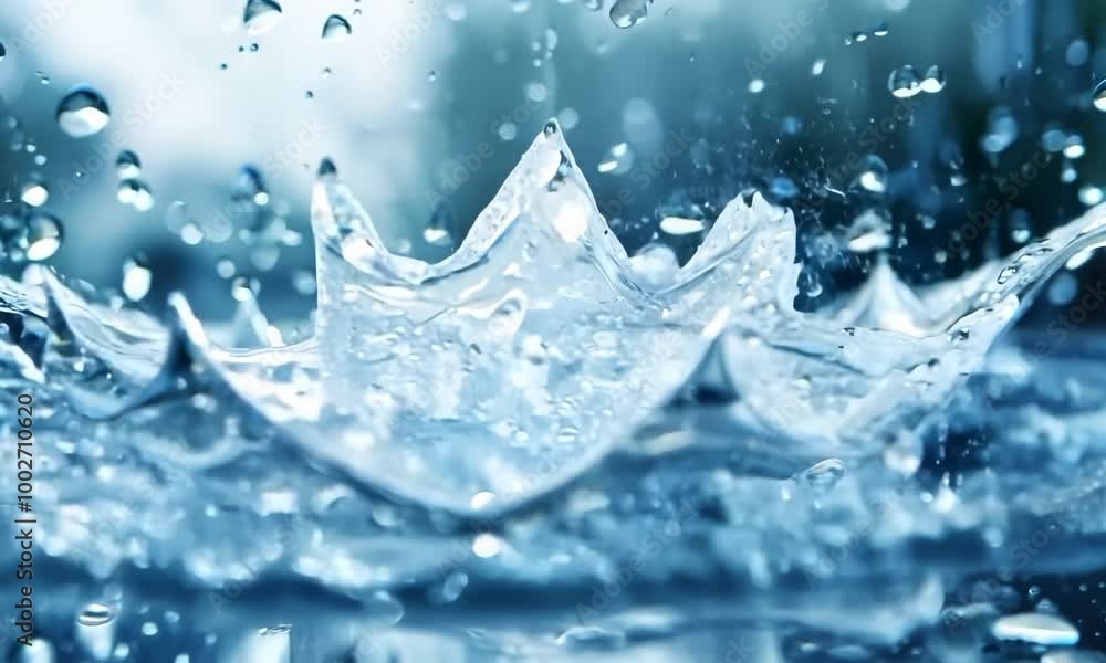 Large splash of water is falling from the sky. The water is clear and the sky is cloudy. hyperrealistic Video Large splash of water is falling from the sky. The water is clear and the sky is cloudy. hyperrealistic Video