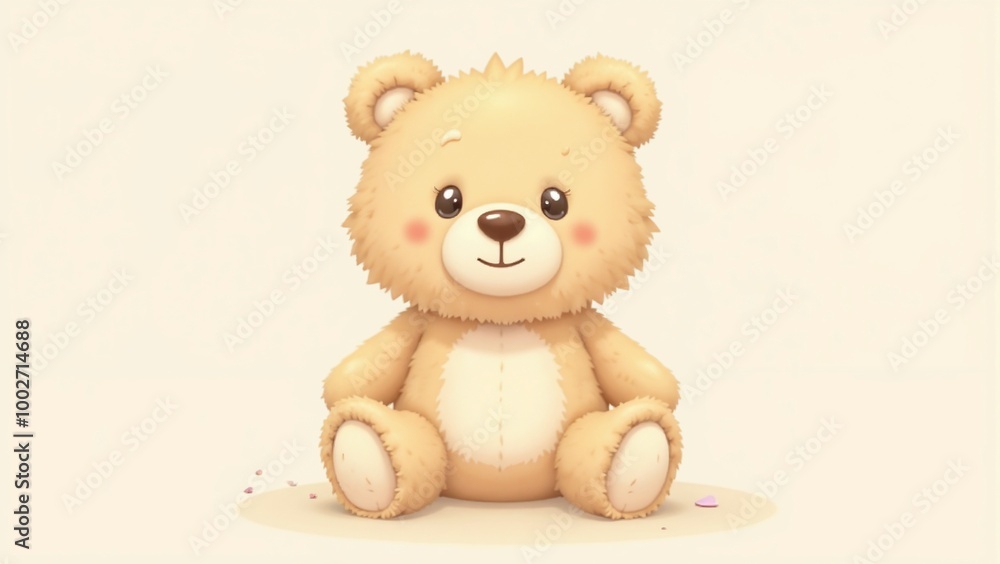 Cute cartoon teddy bear sitting on a soft background for children's themes and decoration concepts Cute cartoon teddy bear sitting on a soft background for children's themes and decoration concepts