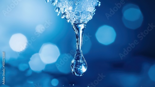 Wallpaper Mural Close-up of a water droplet with shimmering blue background Torontodigital.ca