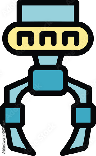 Industrial robot claw holding an invisible object, ready to move it