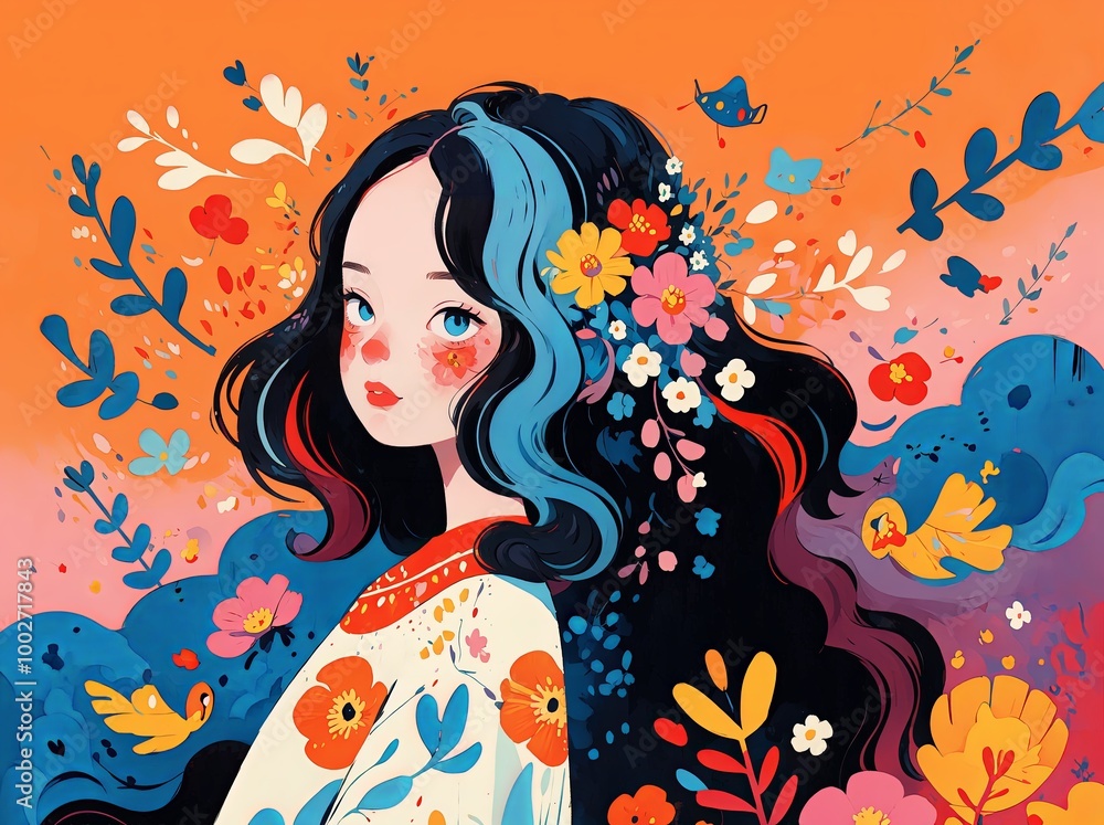 girl with flowers girl with flowers