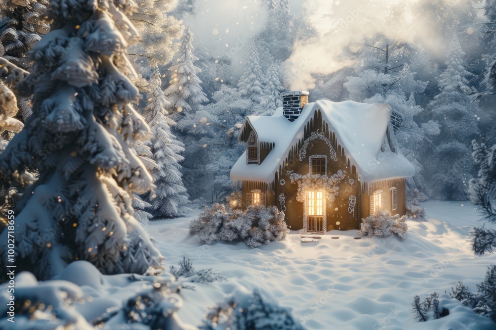 Charming Gingerbread House in Winter Charming Gingerbread House in Winter