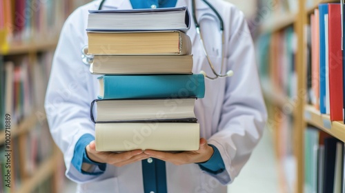 Books Stacked on Shelves in Academic Library