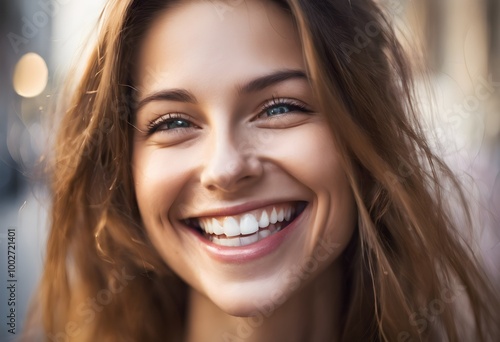 AI genaration Natural Beauty: Capturing a Happy Expression with Gentle Light