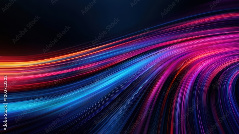Fototapeta premium Vibrant abstract light trails in dynamic wave patterns