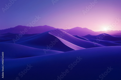 A desert in purple light at dawn