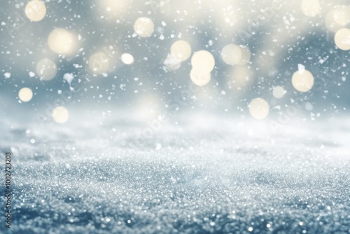 Silver winter bokeh lights background 