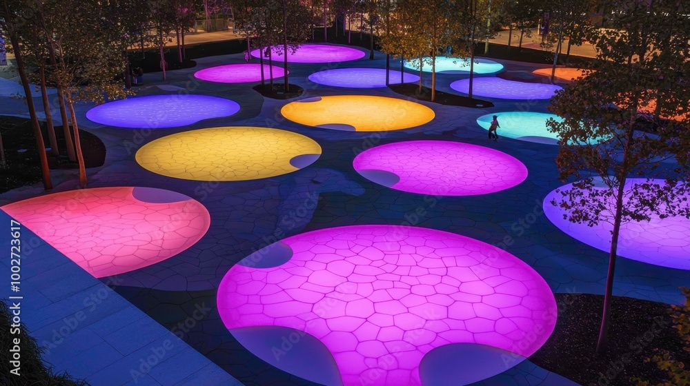Futuristic playground with interactive LED floors, AI-controlled play ...
