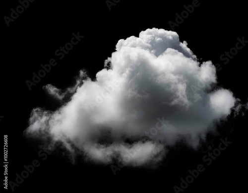 single cloud in air, isolated on black background