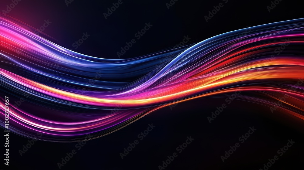 Vibrant abstract light trails on a dark background
