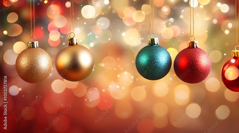 Vibrant holiday banners waving among shiny metallic ornaments in a festive Christmas backdrop with glowing sparkling bokeh lights creating a warm joyful and cozy atmosphere Vibrant holiday banners waving among shiny metallic ornaments in a festive Christmas backdrop with glowing sparkling bokeh lights creating a warm joyful and cozy atmosphere