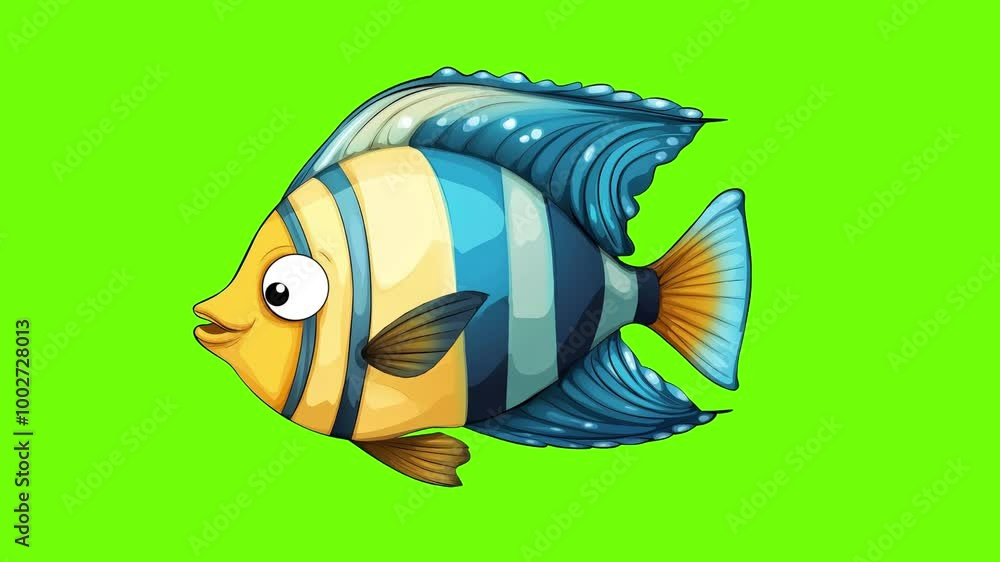 2D Cartoon Fish Swimming Animation. Loop 2d Animation Video, Cartoon ...
