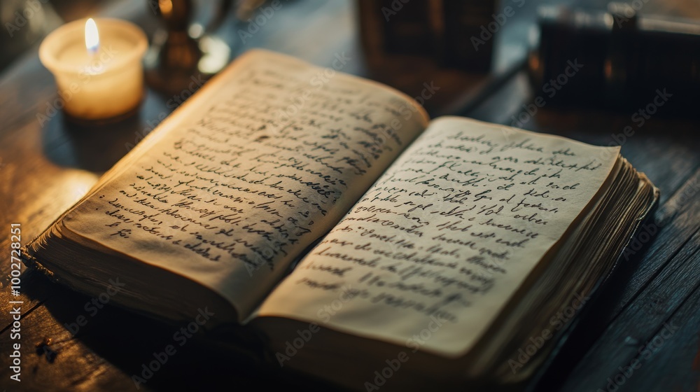 Obraz premium Embrace the beauty of words on Poetry Day with a serene background featuring an open book of poetry, soft light, and elegant script, capturing the essence of literary art and inspiration 