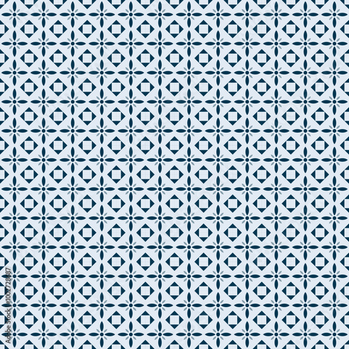 Tile seamless pattern with flower and geometric design