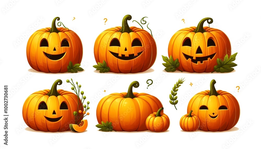 set of halloween pumpkins set of halloween pumpkins