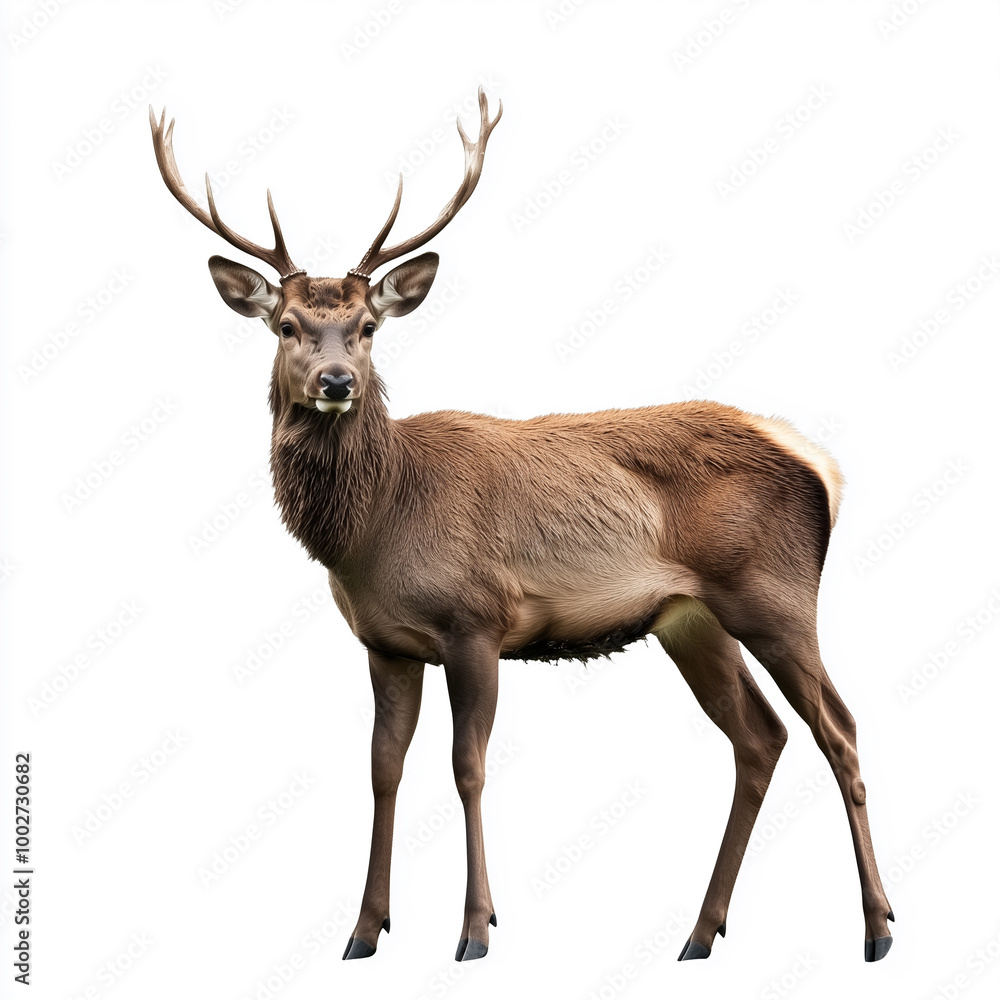 Natural deer isolated on a white background.