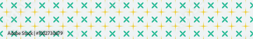 A repeating pattern of teal and yellow shapes arranged in a grid, creating a visually appealing graphic design.