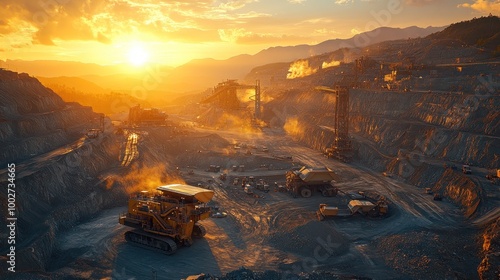 Open Pit Mining at Sunset