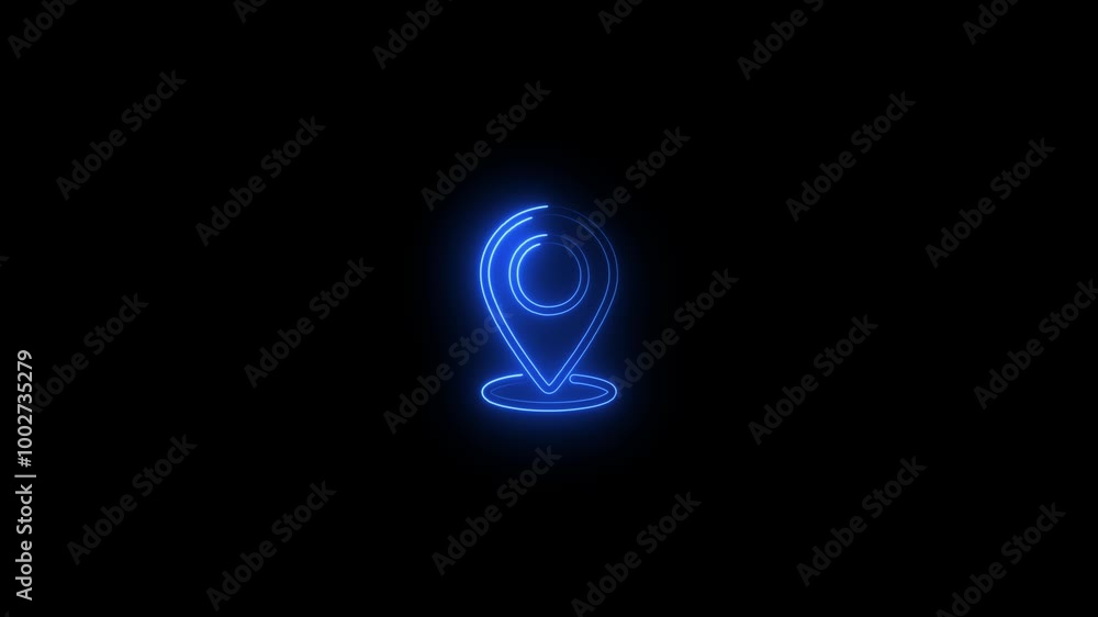 Glowing neon Lights location pin icon animation. location mark neon blue icon suitable for website and UI material. Glowing neon Lights location pin icon animation. location mark neon blue icon suitable for website and UI material.