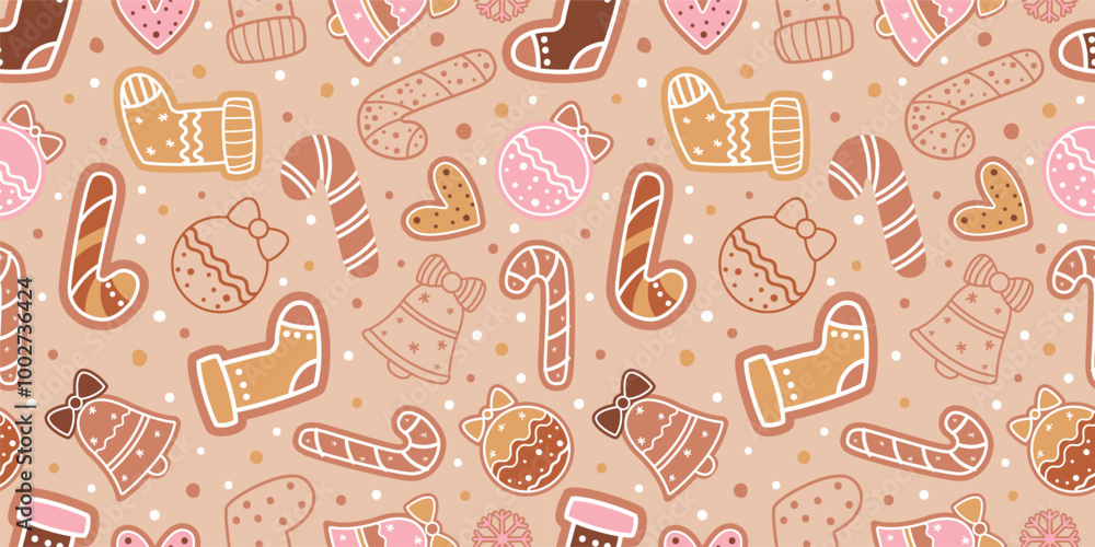 Joyful Winter and Christmas Seamless Pattern Joyful Winter and Christmas Seamless Pattern