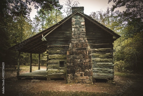 Forest cabin scene in Petit Jean state park