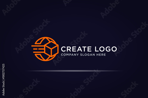 abstract world box delivery logo using line concept